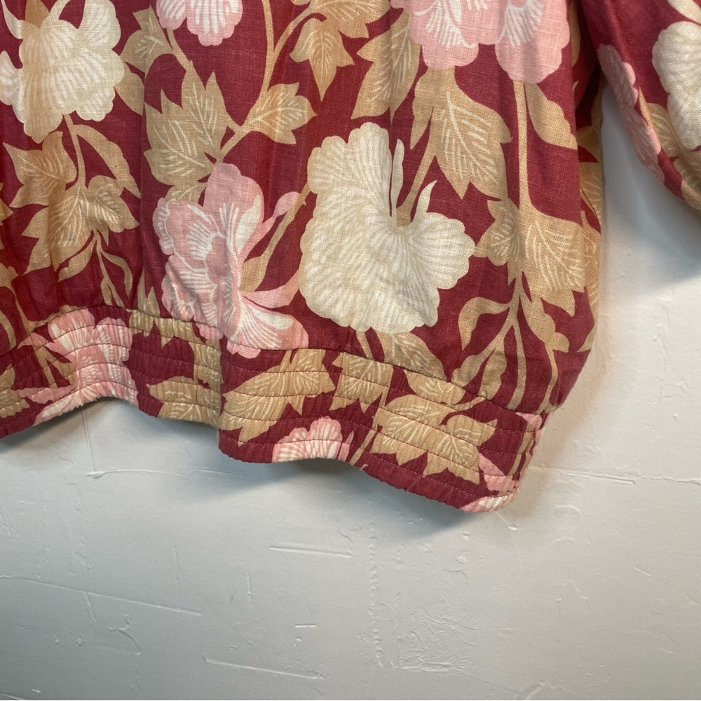 Rye Grass Pink Floral Linen Bend Skirt and top Set - Picture 6 of 12